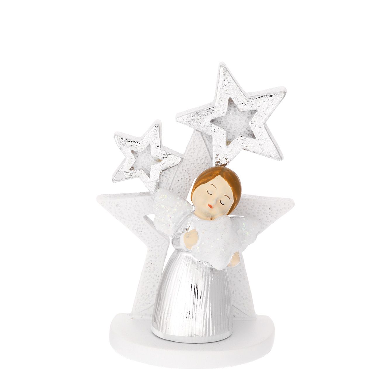 ALBERO MULTISTELLE H. 85 ARGENTO CON ANGIOLETTO CON STELLA